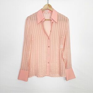 Escada Light sheer Peach Striped Blouse